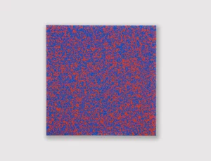 Répartition aléatoire de 40 000 carrés suivant les chiffres pair et impair d’un annuaire de téléphone, 50% bleu, 50% rouge, 1960, © 1960 – François Morellet : ADAGP, Paris, Courtesy The MoMA, New York