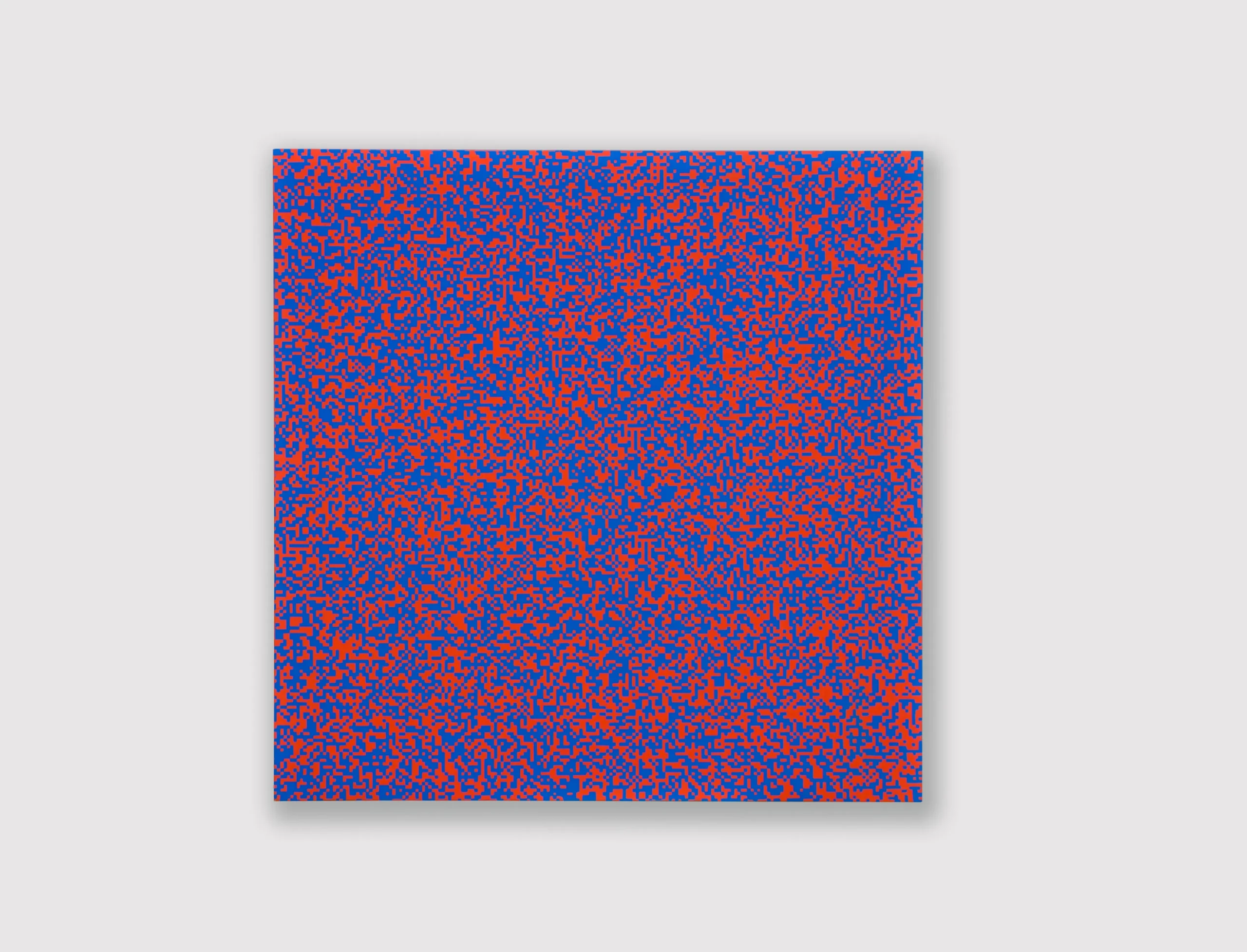 Répartition aléatoire de 40 000 carrés suivant les chiffres pair et impair d’un annuaire de téléphone, 50% bleu, 50% rouge, 1960, © 1960 – François Morellet : ADAGP, Paris, Courtesy The MoMA, New York